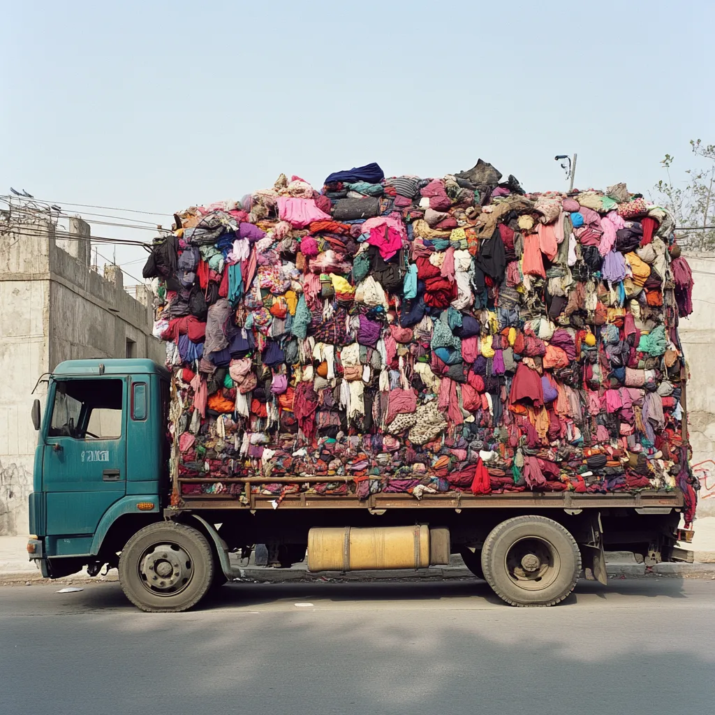 A truck filled with textile waste