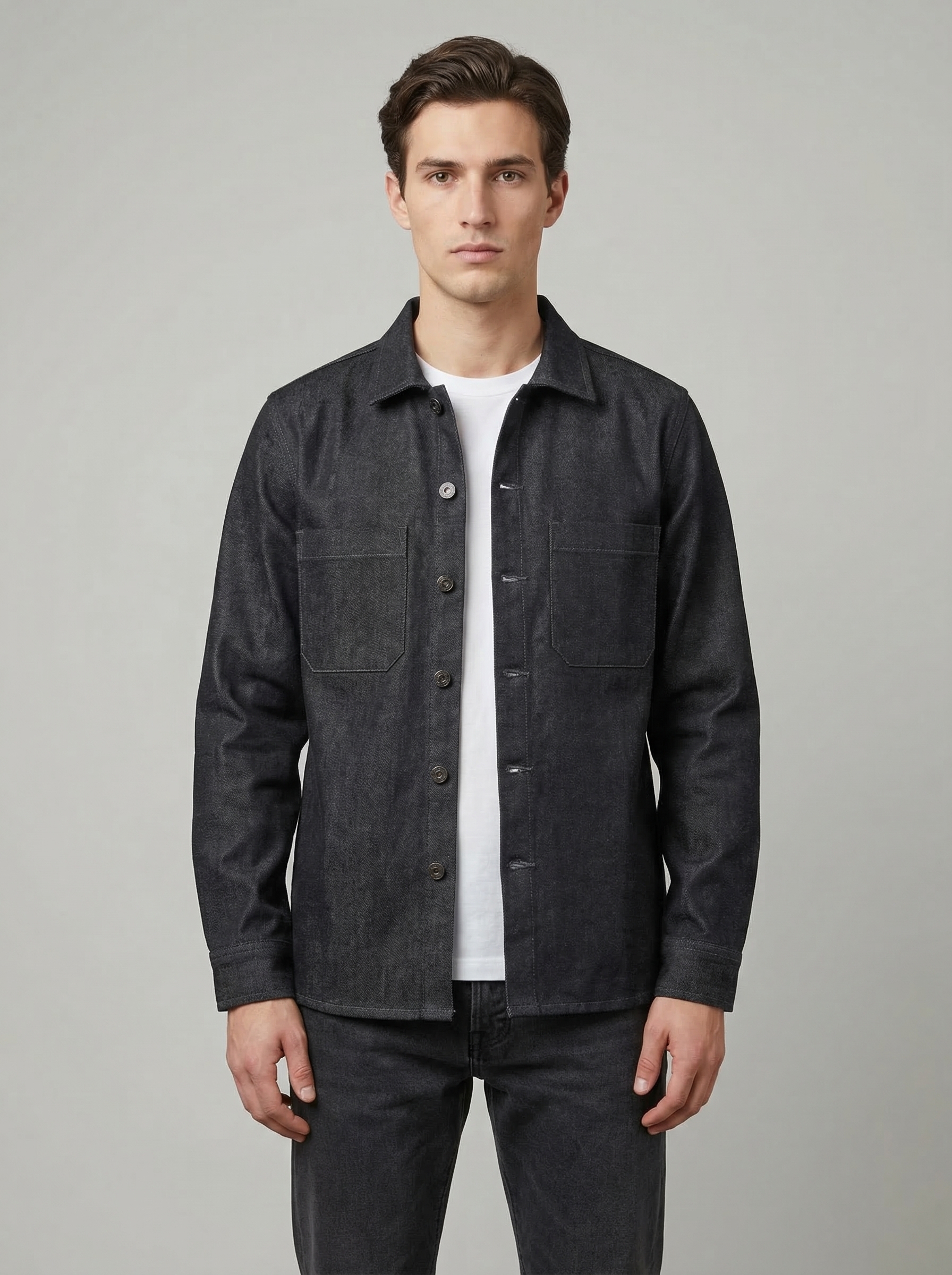 Washed Black Denim Shacket Sample