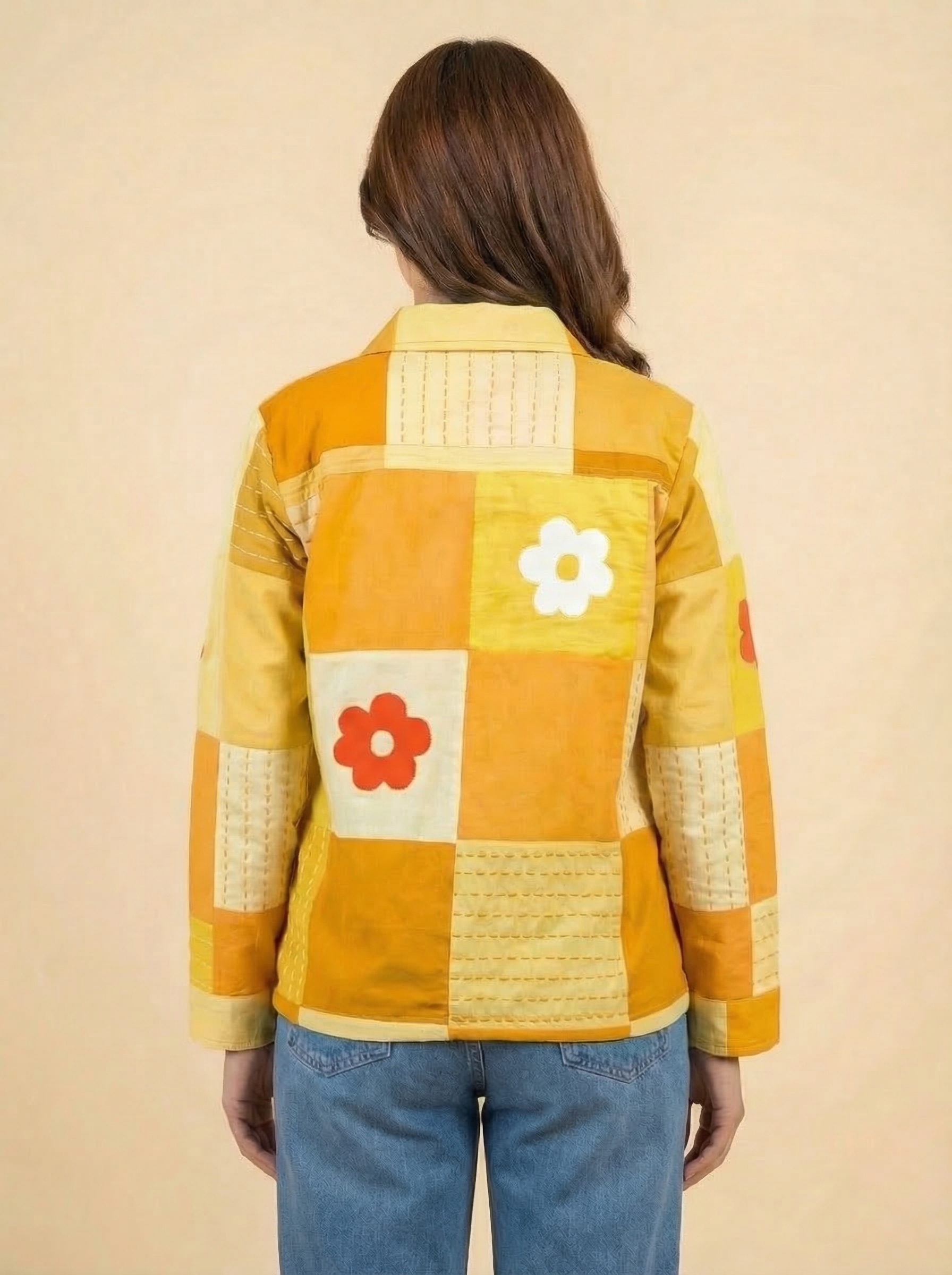 Patchwork Blanket Stitch Shacket Sample view 2