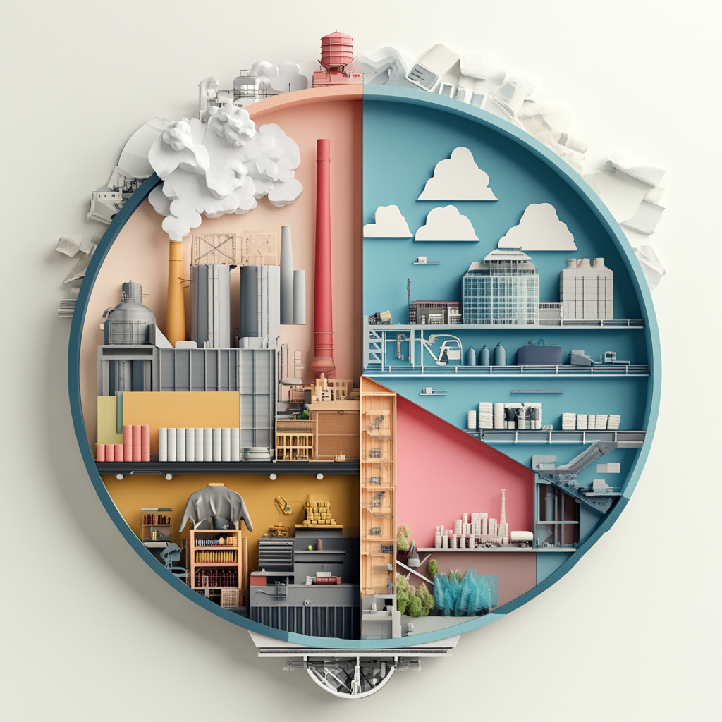 Pie chart comparing water usage in traditional and eco-friendly garment production.